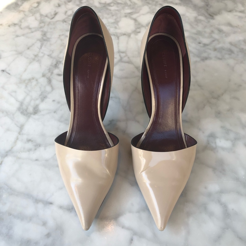 Celine nude leather pointed toe pumps